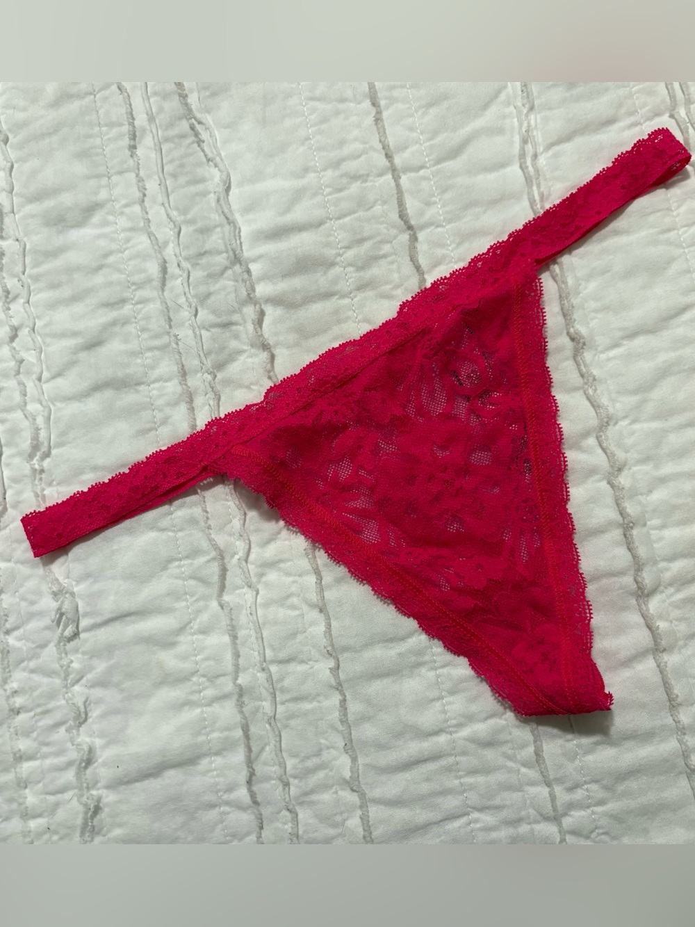 Victoria’s Secret hot pink lace vstring panty